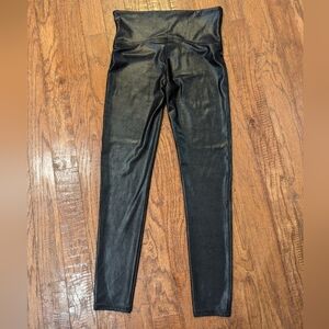 Spanx faux ‘leather’  shiny stretch leggings, XL fit M/L New Without Tags